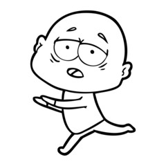 Obraz premium cartoon tired bald man