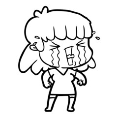 cartoon woman in tears