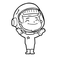 happy cartoon astronaut