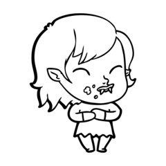 cartoon vampire girl with blood on cheek