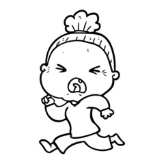 cartoon angry old woman