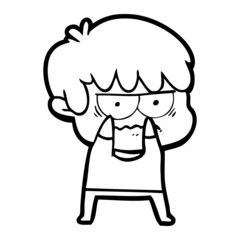 annoyed cartoon boy