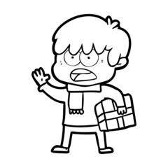 Fototapeta premium worried cartoon boy