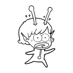 cartoon shocked alien girl