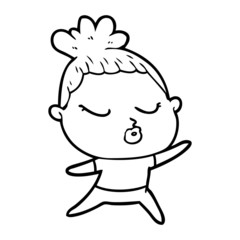 cartoon calm woman
