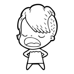 cartoon cool hipster girl talking