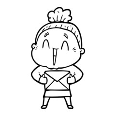 cartoon happy old lady