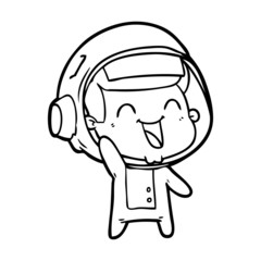 happy cartoon astronaut