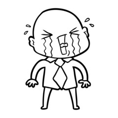 cartoon crying bald man