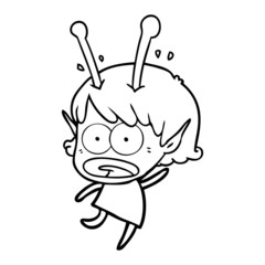 cartoon shocked alien girl