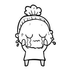 Obraz premium cartoon crying old lady