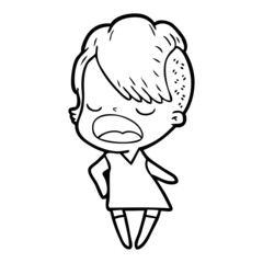 cartoon cool hipster girl talking