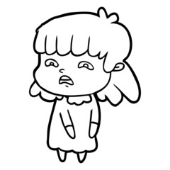 cartoon worried woman