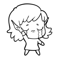 cartoon crying elf girl