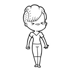 cartoon annoyed hipster girl