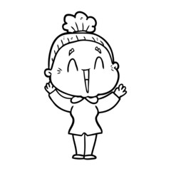 cartoon happy old lady
