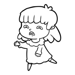 Obraz premium cartoon worried woman