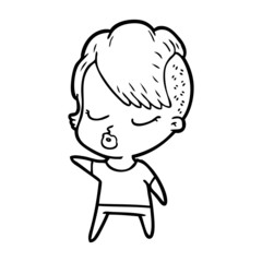 cartoon pretty hipster girl