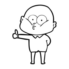 cartoon bald man staring