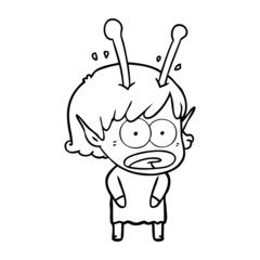 cartoon shocked alien girl