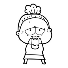 cartoon happy old lady