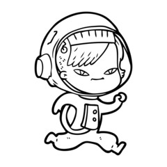 cartoon astronaut woman
