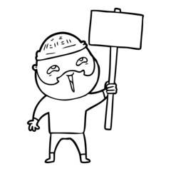 cartoon happy bearded man