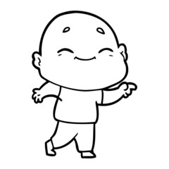 cartoon happy bald man
