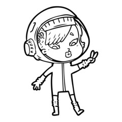 cartoon astronaut woman