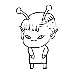 cute cartoon alien girl