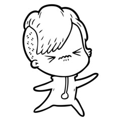 cartoon annoyed hipster girl