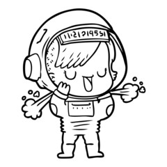 cartoon astronaut woman
