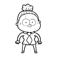 cartoon happy old woman