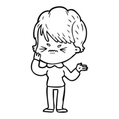 cartoon frustrated woman