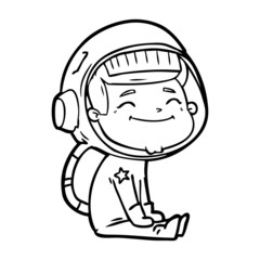 happy cartoon astronaut
