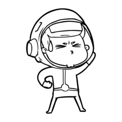 cartoon stressed astronaut