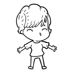 cartoon woman thinking