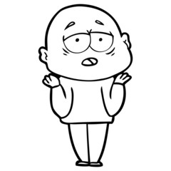 cartoon tired bald man