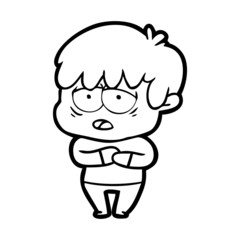 cartoon exhausted boy