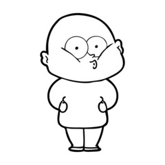 cartoon bald man staring