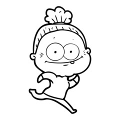 cartoon happy old woman