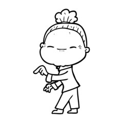 cartoon peaceful old woman