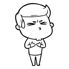 cartoon man sweating