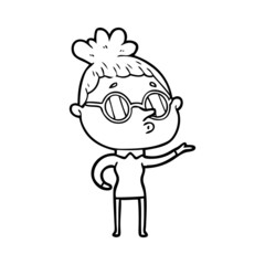 cartoon woman wearing glasses