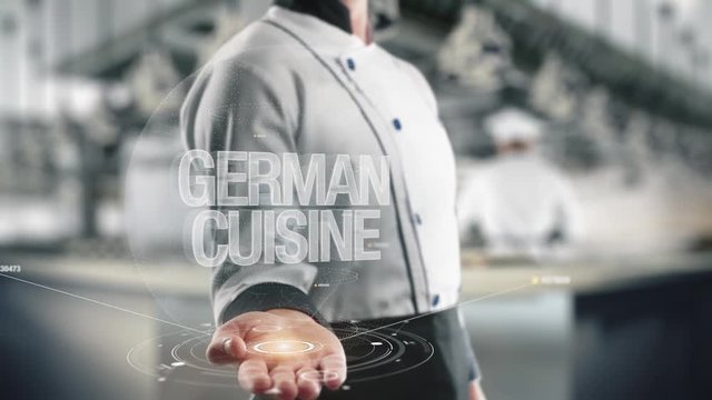 Chef holding in hand German Cuisine