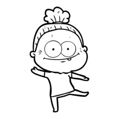 cartoon happy old woman
