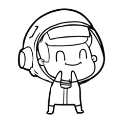 happy cartoon astronaut