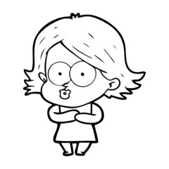 cartoon girl pouting