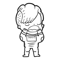 cartoon cool hipster girl in space suit