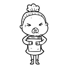cartoon angry old woman